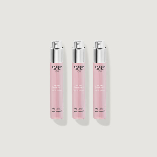Three Pink 10ml Wind Flowers Eau de Parfum Atomiser Vials - Front View | Creed Fragrances