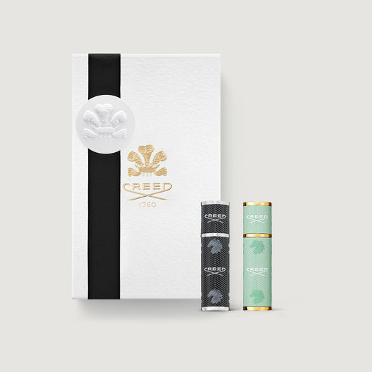 Black & Mint Green 5ml Travel Atomiser Duo Set with Gift Box - Front View | Creed Fragrances