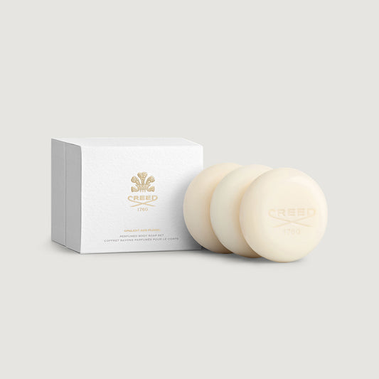 Ivory Opulent & Floral Perfumed Soap Gift Set, 3 x 150g with White Box - Front View | Creed Fragrances
