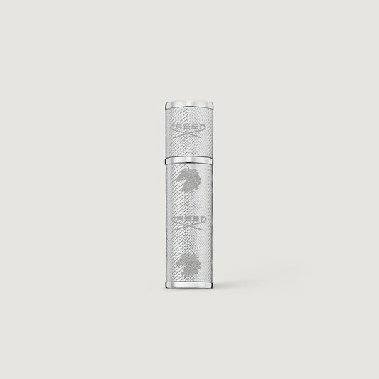 Silver Engraved 5ml Refillable Travel Perfume Atomiser - Front View | Creed Fragrances