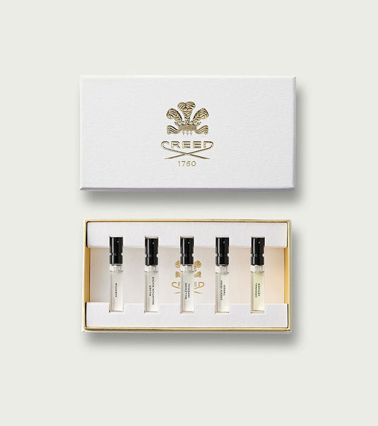 Men's Inspiration Creed Sample Set, 5 vials including Aventus - Flat Lay | Creed Fragrances