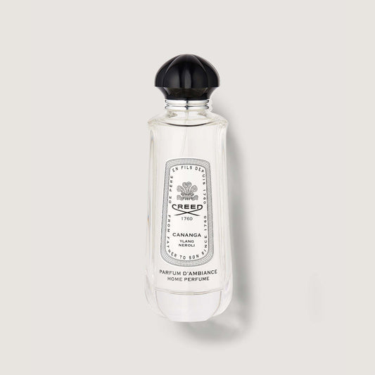 Cananga Room Spray 150ml Clear Glass Bottle with Black Cap - Front View | Creed Fragrances